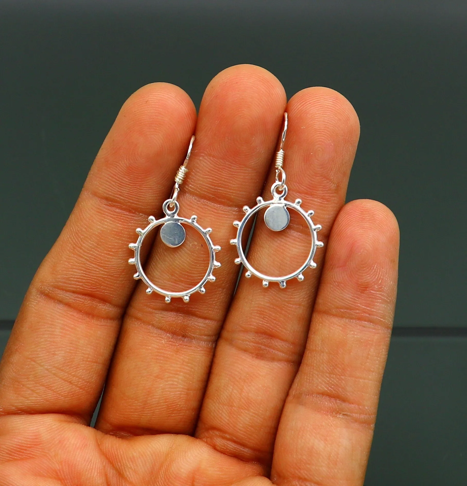 Pure 925 sterling silver handmade unique style designer new trendy fancy hoop earring, drop dangle charm earring for girls, brides ear685