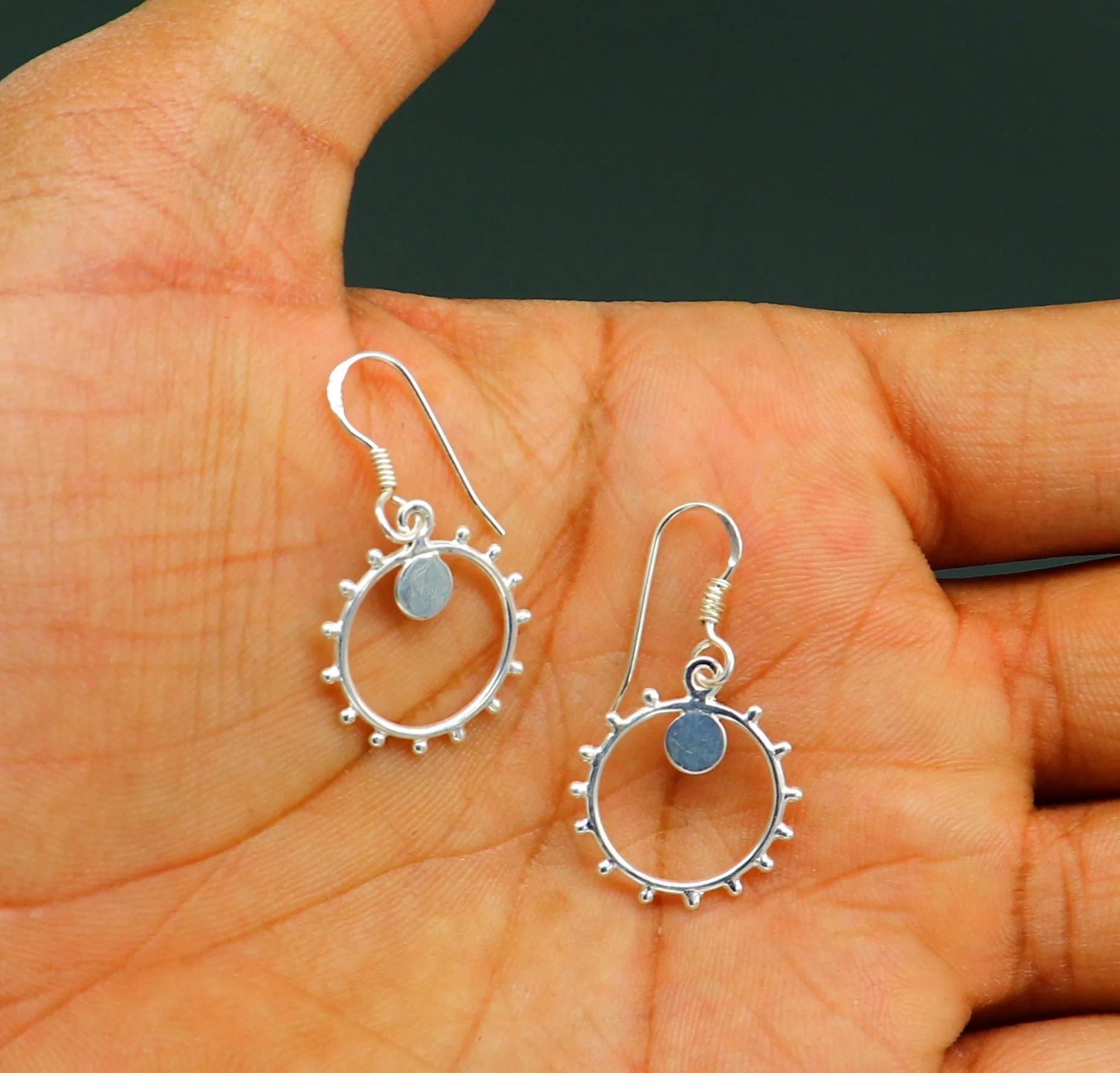 Pure 925 sterling silver handmade unique style designer new trendy fancy hoop earring, drop dangle charm earring for girls, brides ear685