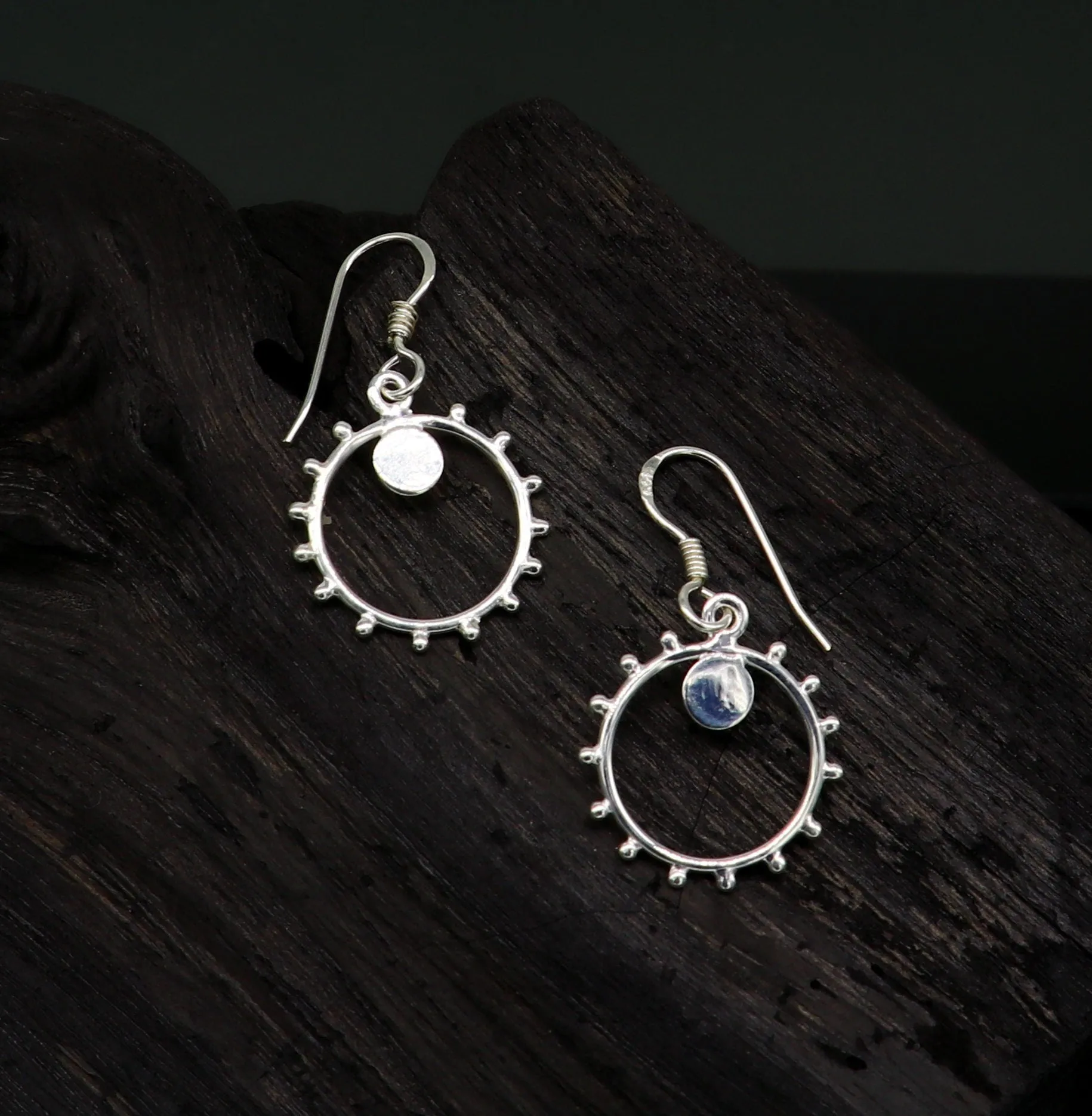 Pure 925 sterling silver handmade unique style designer new trendy fancy hoop earring, drop dangle charm earring for girls, brides ear685