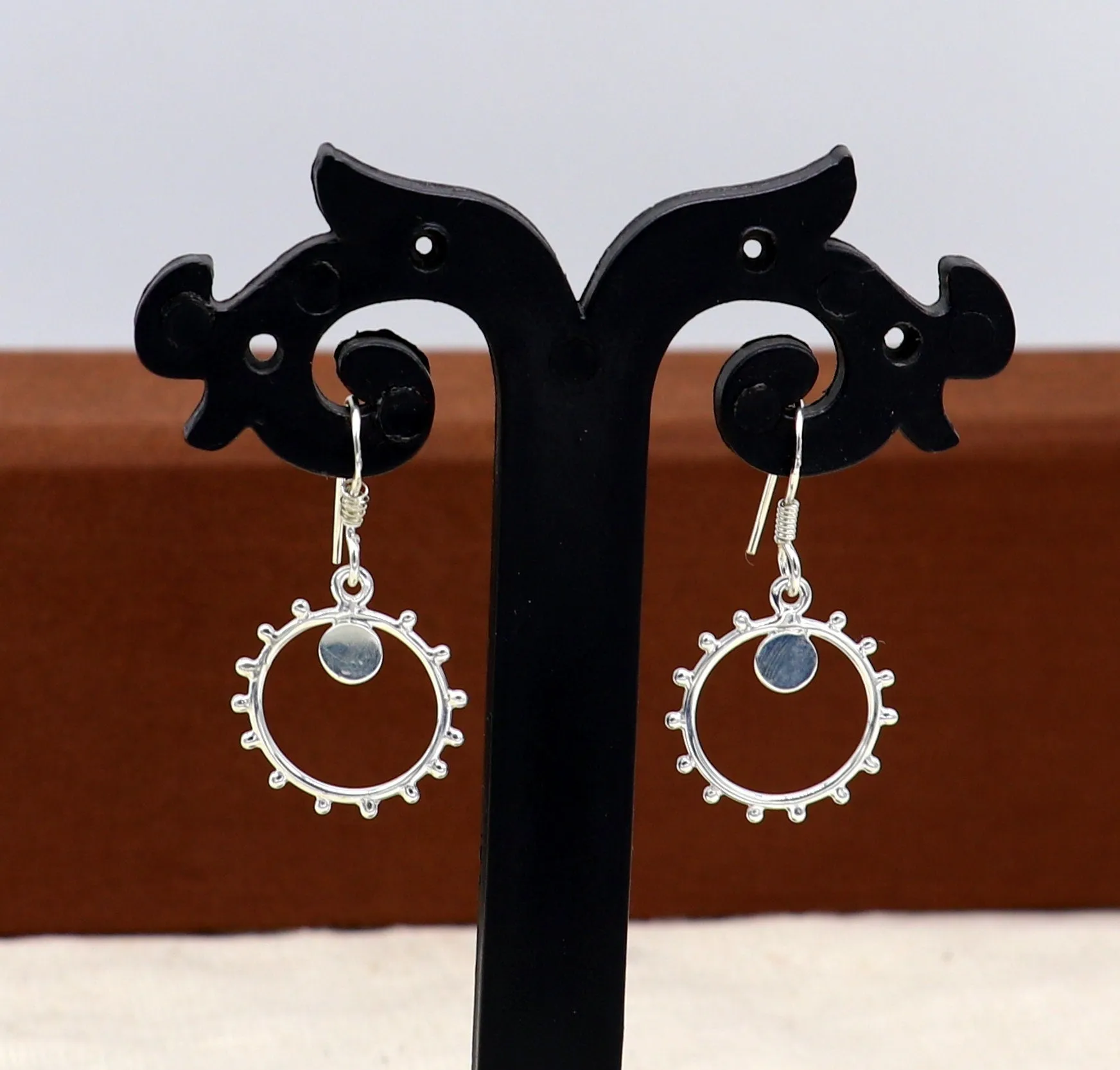 Pure 925 sterling silver handmade unique style designer new trendy fancy hoop earring, drop dangle charm earring for girls, brides ear685