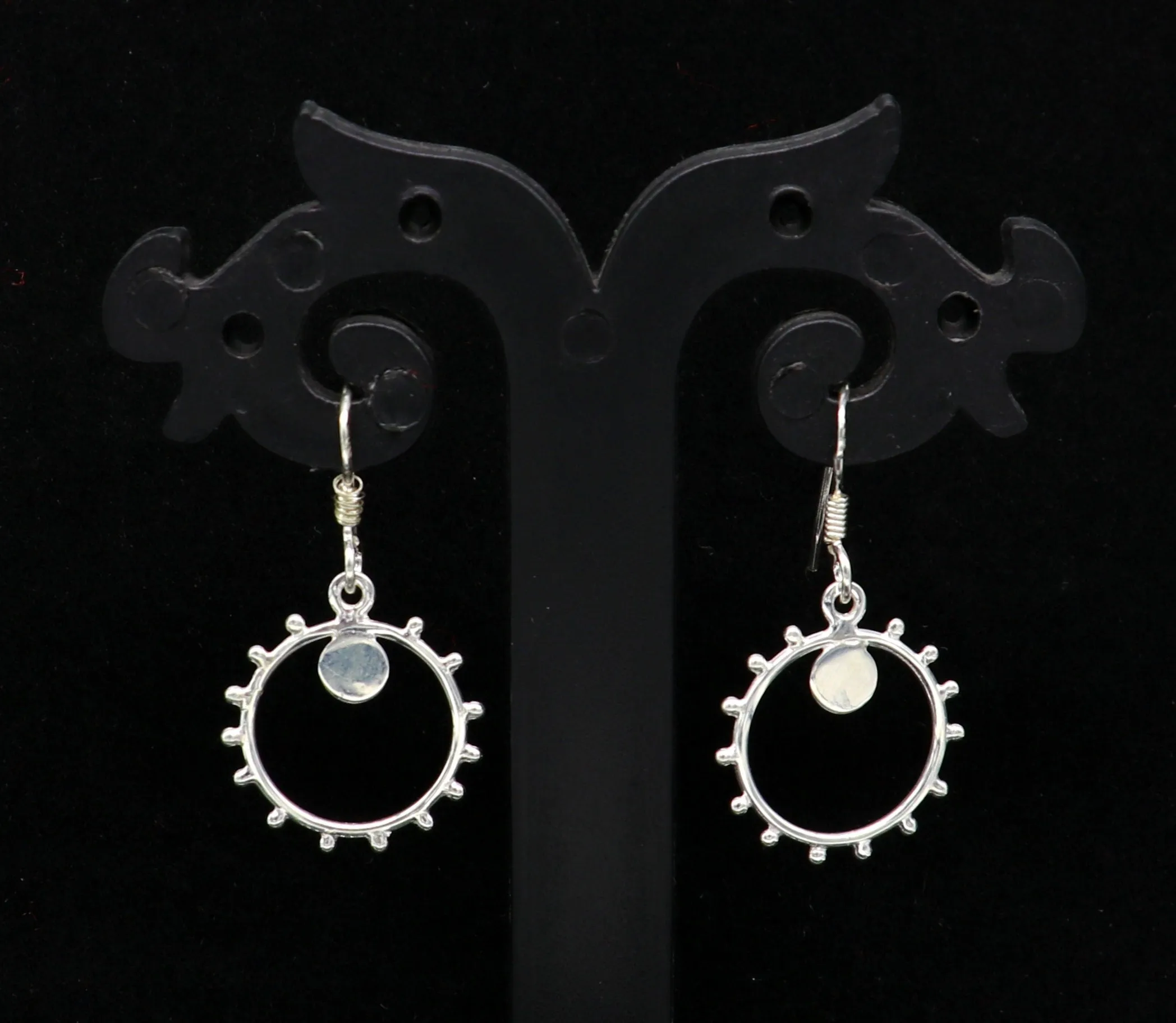 Pure 925 sterling silver handmade unique style designer new trendy fancy hoop earring, drop dangle charm earring for girls, brides ear685
