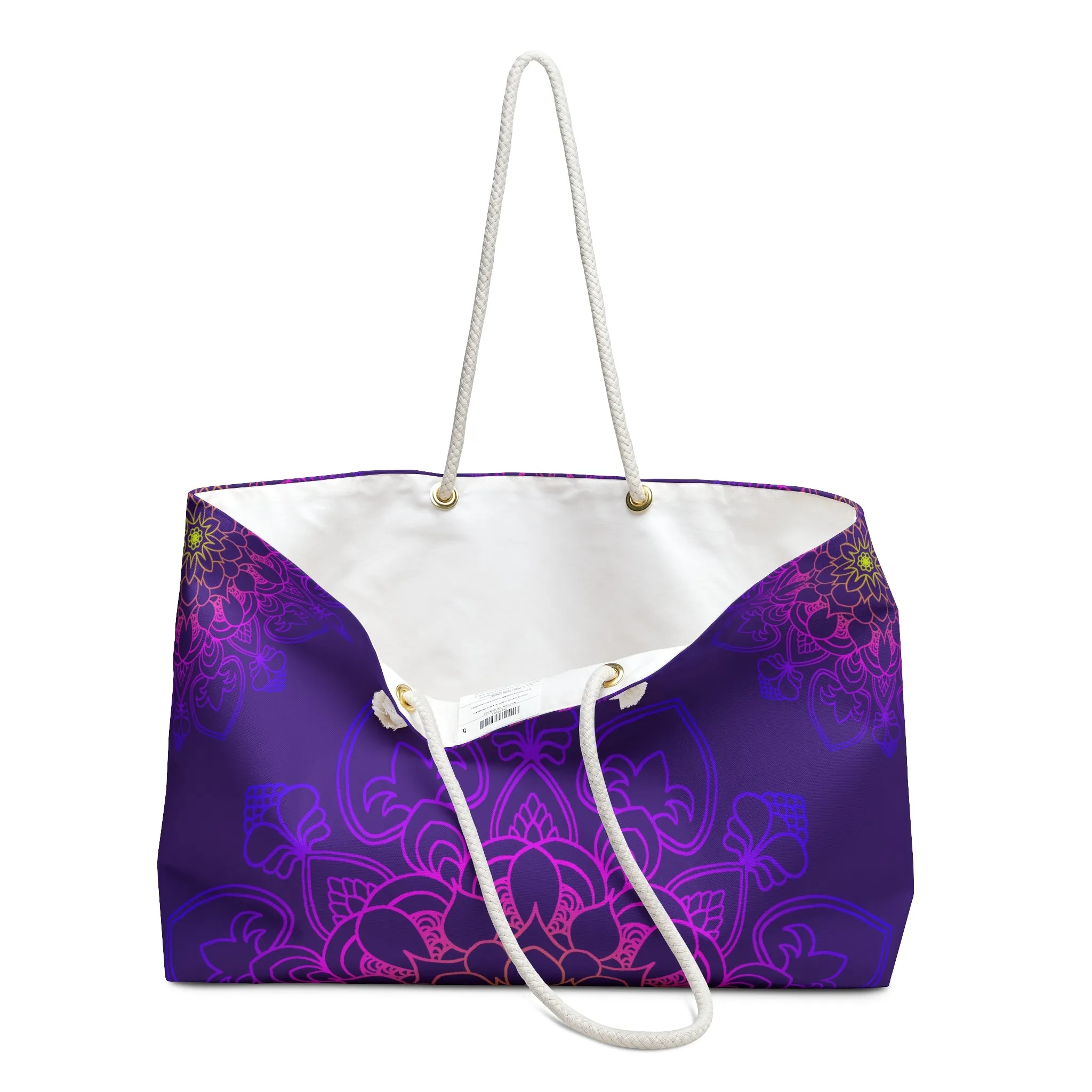 Purple Weekender Bag - Mandala Boho Chic Travel Tote