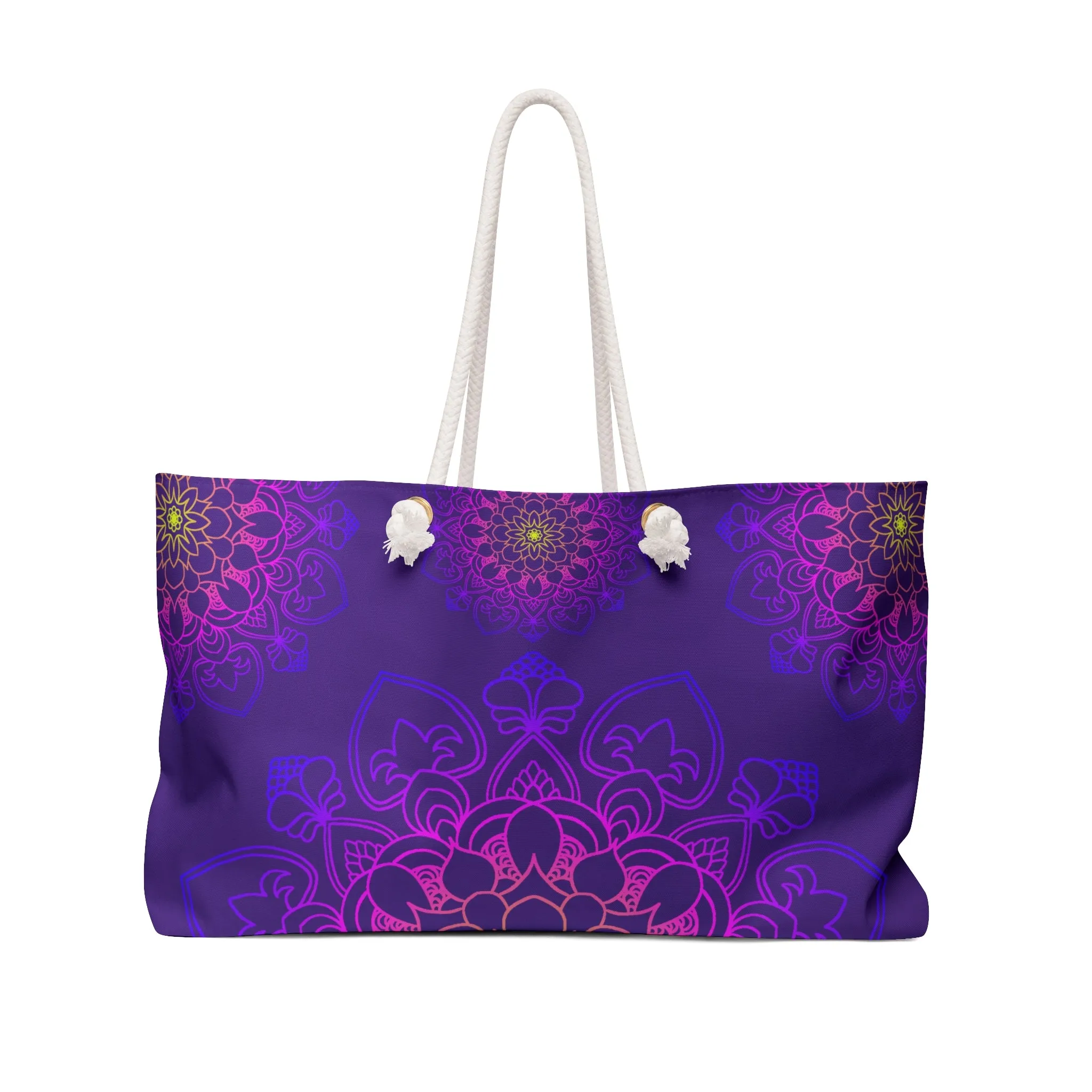 Purple Weekender Bag - Mandala Boho Chic Travel Tote