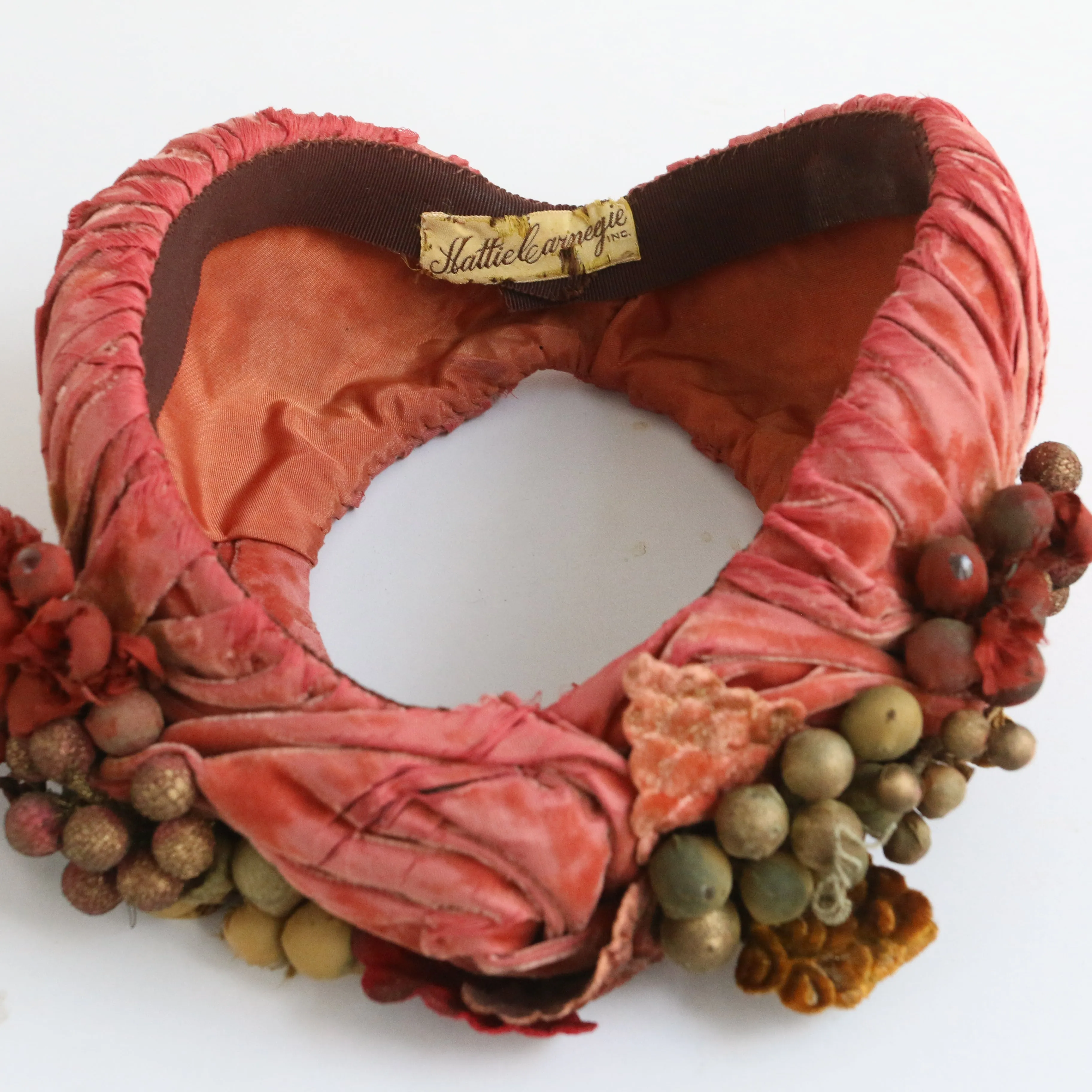 "Hattie Carnegie" Vintage 1940's Silk Pleated Hattie Carnegie Turban