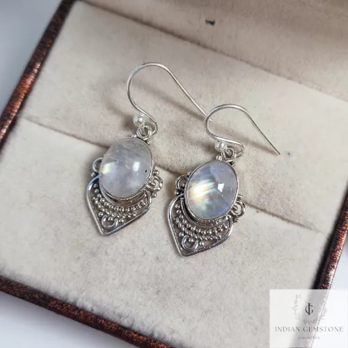 Rainbow Moonstone Silver Handmade Earrings, Gemstone Earrings, unique Party Earrings, 925 Sterling Silver Designer Earrings ,Wedding Gift