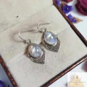 Rainbow Moonstone Silver Handmade Earrings, Gemstone Earrings, unique Party Earrings, 925 Sterling Silver Designer Earrings ,Wedding Gift