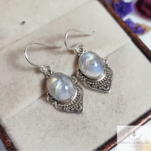 Rainbow Moonstone Silver Handmade Earrings, Gemstone Earrings, unique Party Earrings, 925 Sterling Silver Designer Earrings ,Wedding Gift