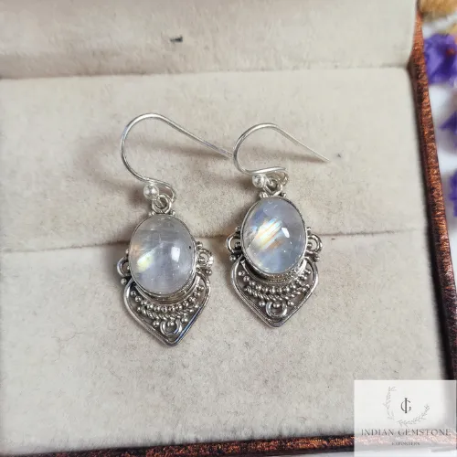 Rainbow Moonstone Silver Handmade Earrings, Gemstone Earrings, unique Party Earrings, 925 Sterling Silver Designer Earrings ,Wedding Gift