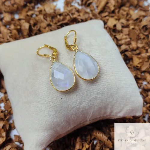 Rainbow Moonstone Teardrop Earring, 925 Sterling Silver Earring, Gemstone Earring, Bridesmaid Designer Earring, Blue Fire Moonstone Earring
