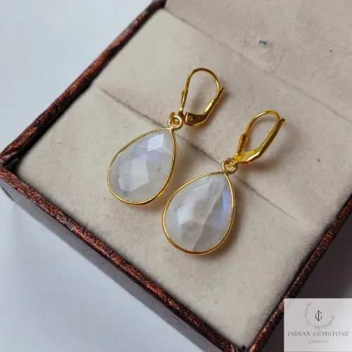 Rainbow Moonstone Teardrop Earring, 925 Sterling Silver Earring, Gemstone Earring, Bridesmaid Designer Earring, Blue Fire Moonstone Earring