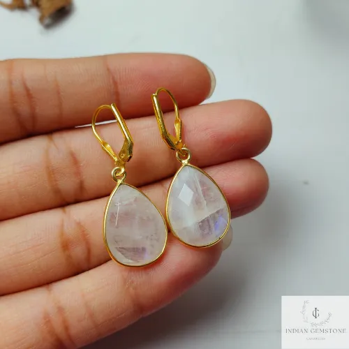 Rainbow Moonstone Teardrop Earring, 925 Sterling Silver Earring, Gemstone Earring, Bridesmaid Designer Earring, Blue Fire Moonstone Earring
