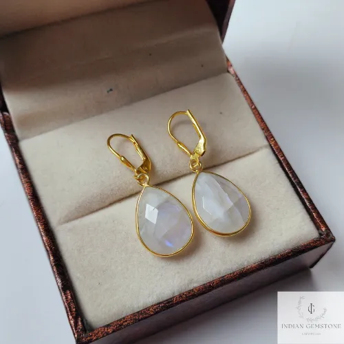 Rainbow Moonstone Teardrop Earring, 925 Sterling Silver Earring, Gemstone Earring, Bridesmaid Designer Earring, Blue Fire Moonstone Earring