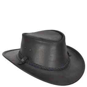 Real Leather Handmade Stylish Cowboy Australian Bush Hat Black