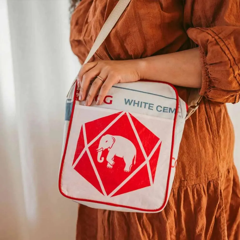 Recycled Cement Sack Crossbody Bag - Diamond Elephant