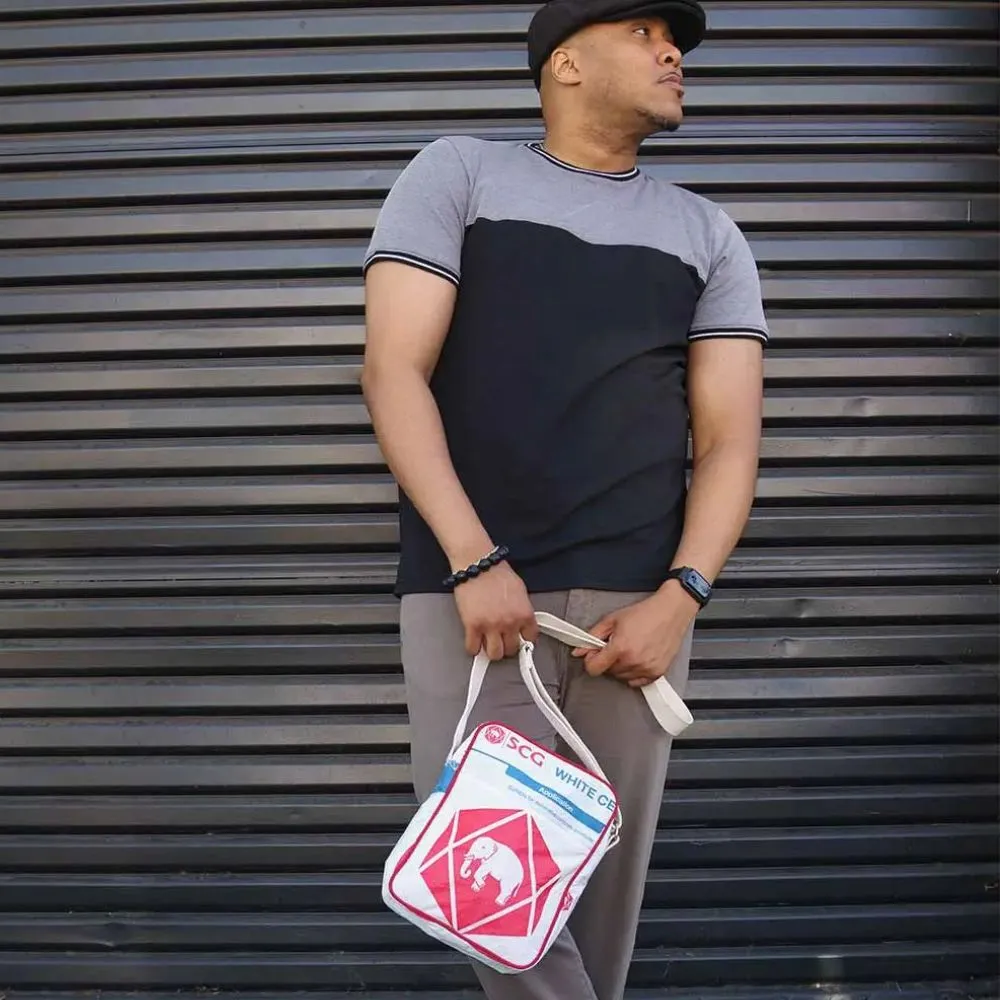 Recycled Cement Sack Crossbody Bag - Diamond Elephant