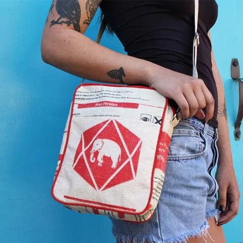 Recycled Cement Sack Crossbody Bag - Diamond Elephant