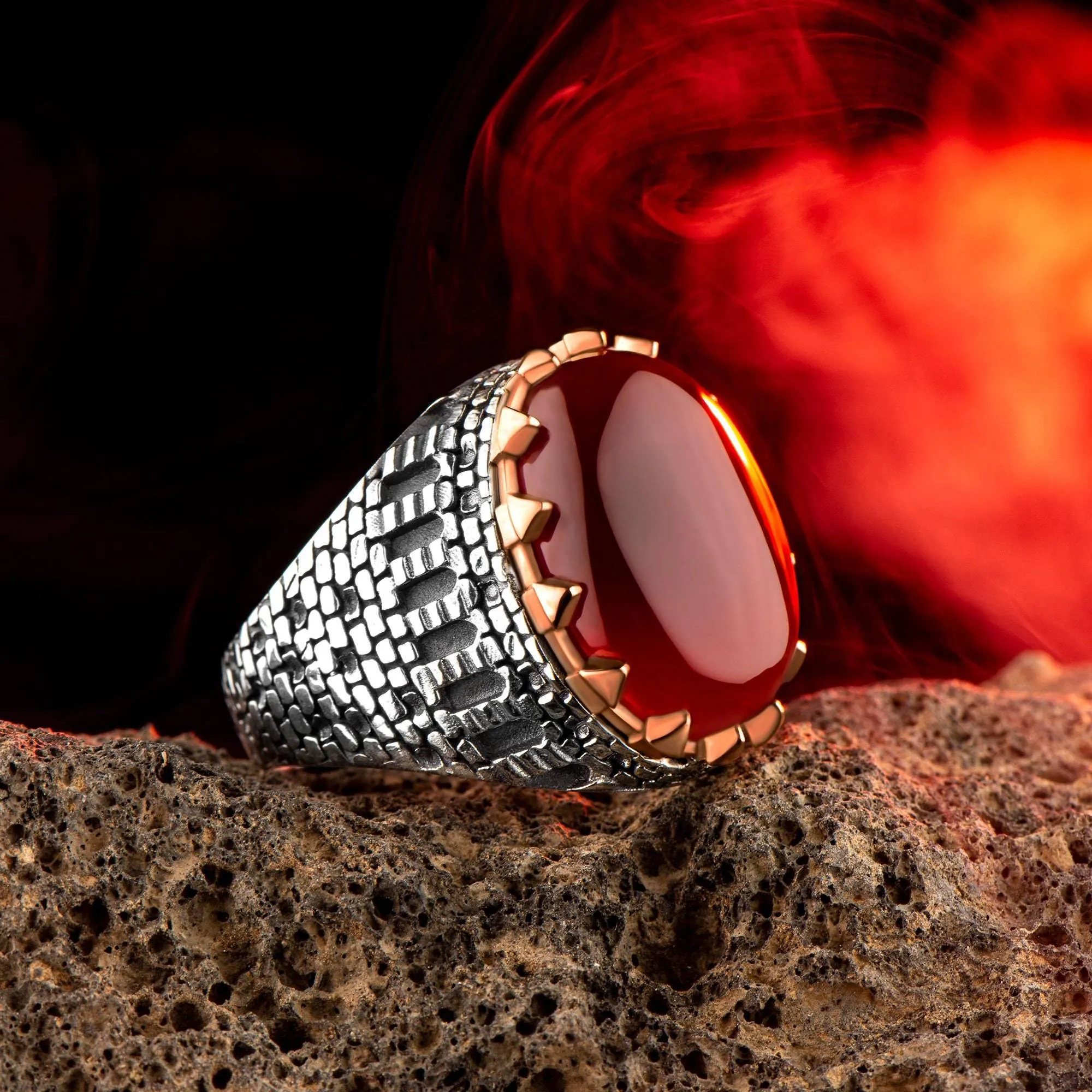 Red Agate Gemstone Men Ring ,Men Handmade Ring,