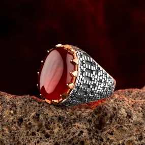 Red Agate Gemstone Men Ring ,Men Handmade Ring,