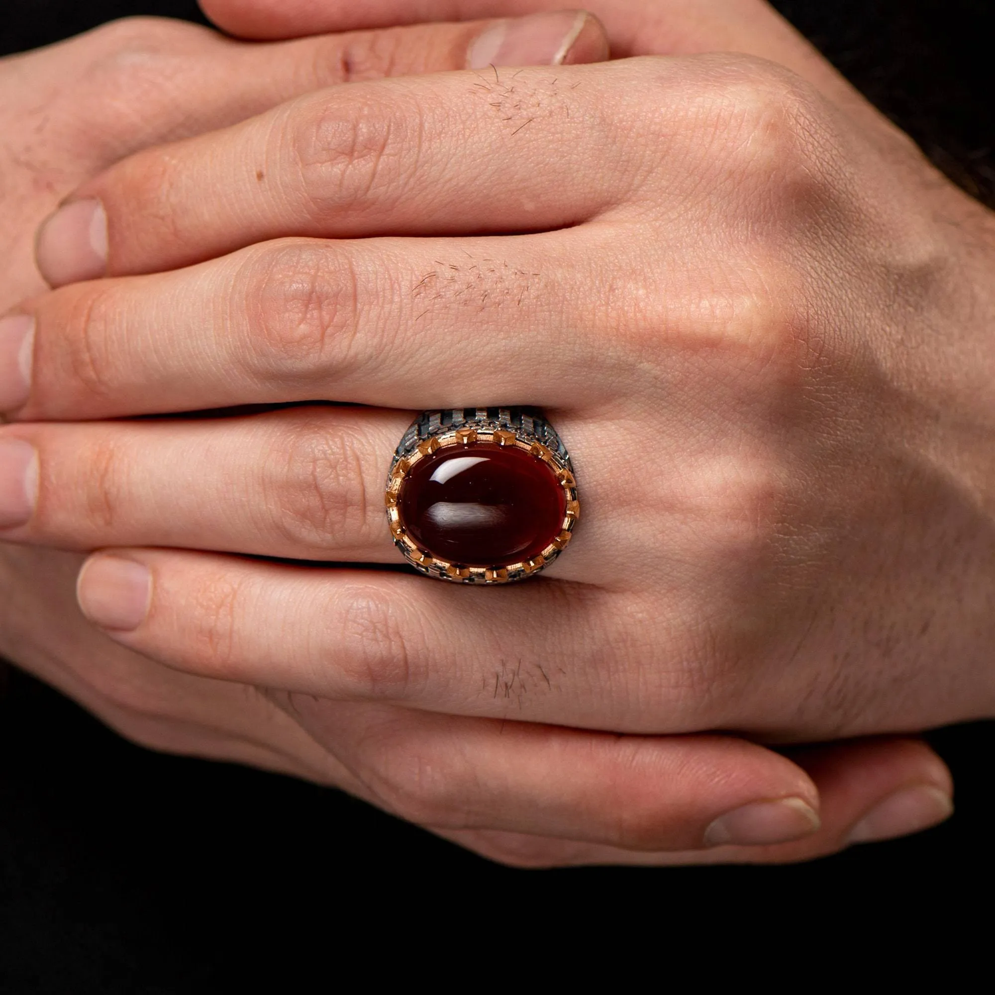 Red Agate Gemstone Men Ring ,Men Handmade Ring,