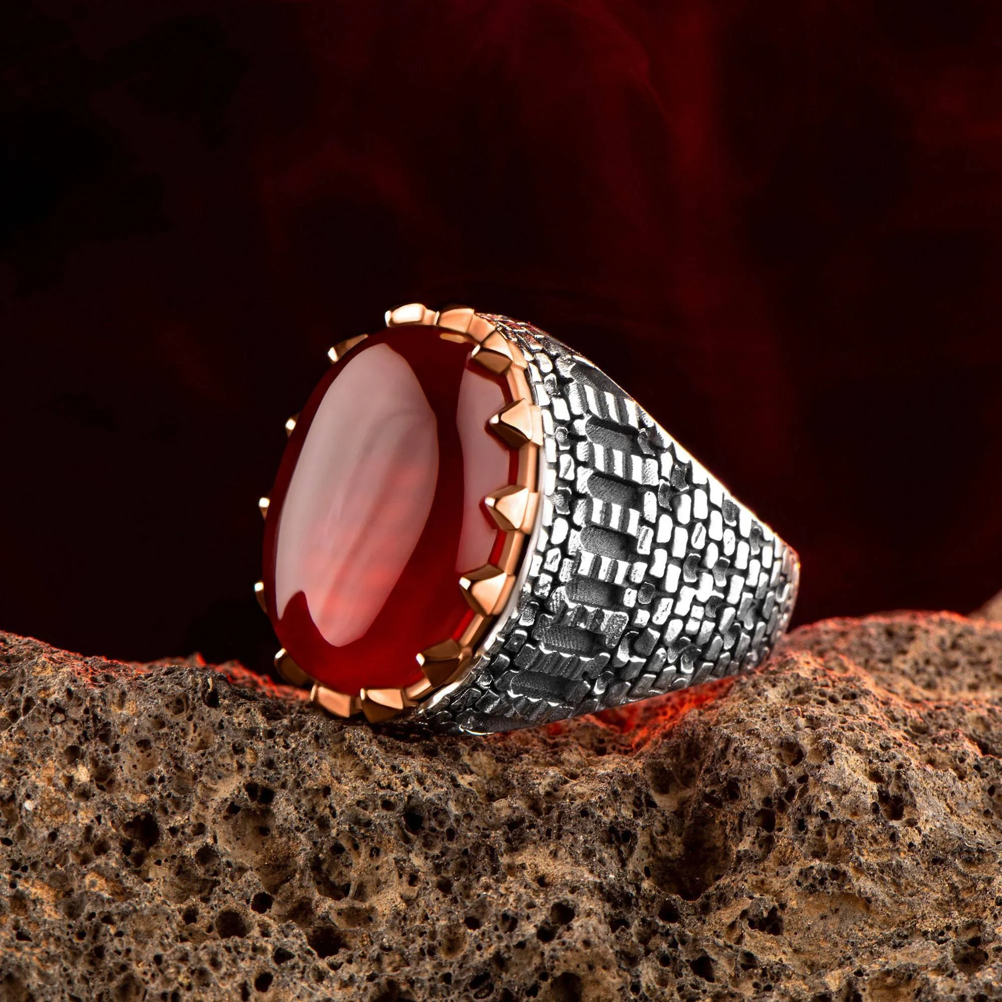Red Agate Gemstone Men Ring ,Men Handmade Ring,