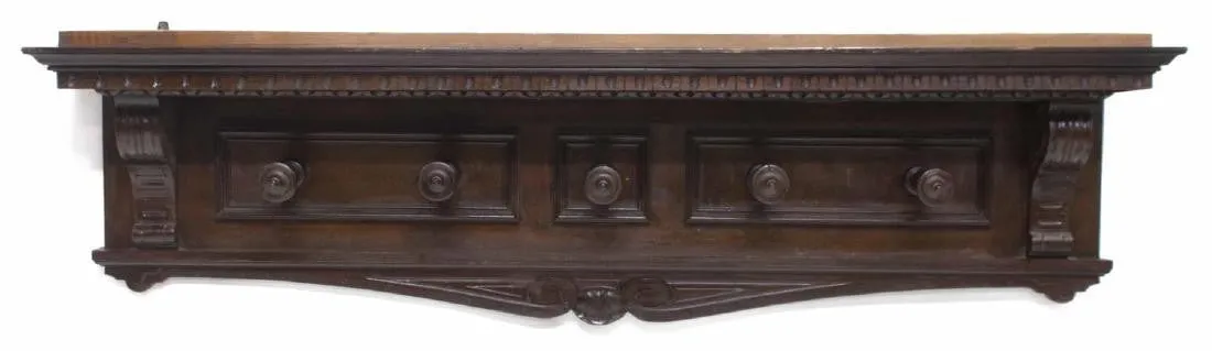 RENAISSANCE REVIVAL STYLE CARVED WALL HAT RACK, 19th Century ( 1800s )