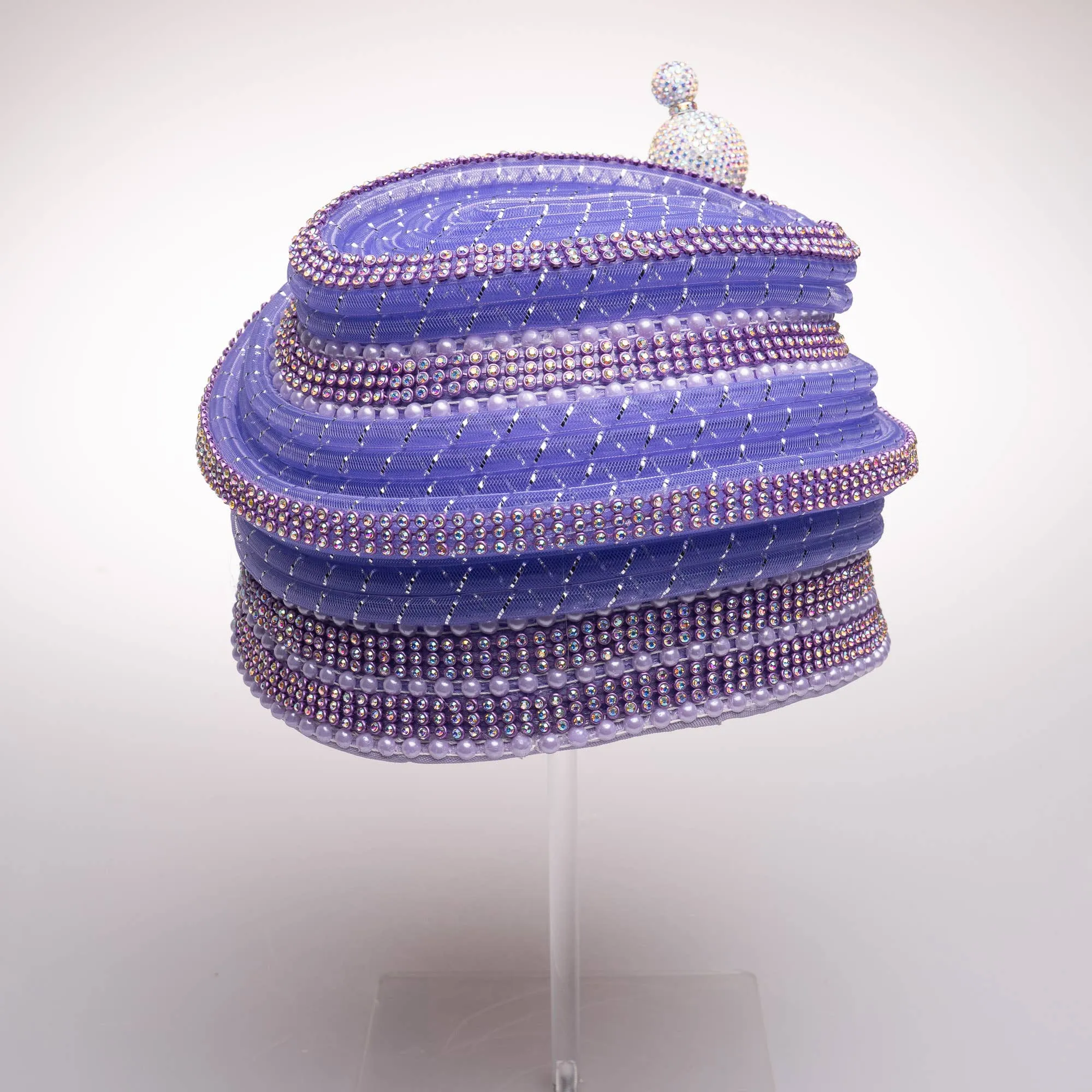 Rhinestone And Crinoline Tube Cloche with Pin: Red
