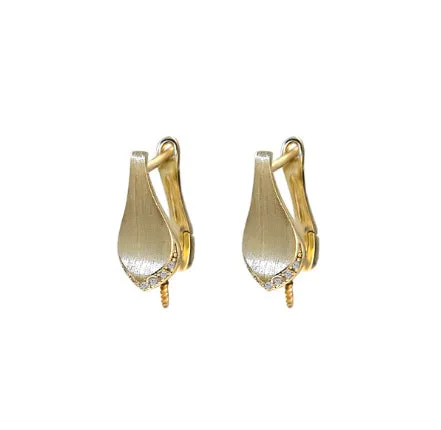 Rhodium Plated Clip On Pearl Earring Settings-Feliz Pearl