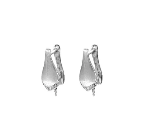 Rhodium Plated Clip On Pearl Earring Settings-Feliz Pearl