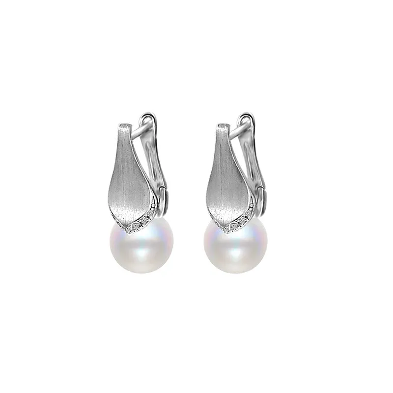 Rhodium Plated Clip On Pearl Earring Settings-Feliz Pearl