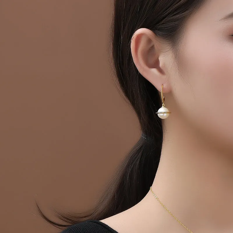 Rhodium Plated Pearl Earring Setting-Universe Collection