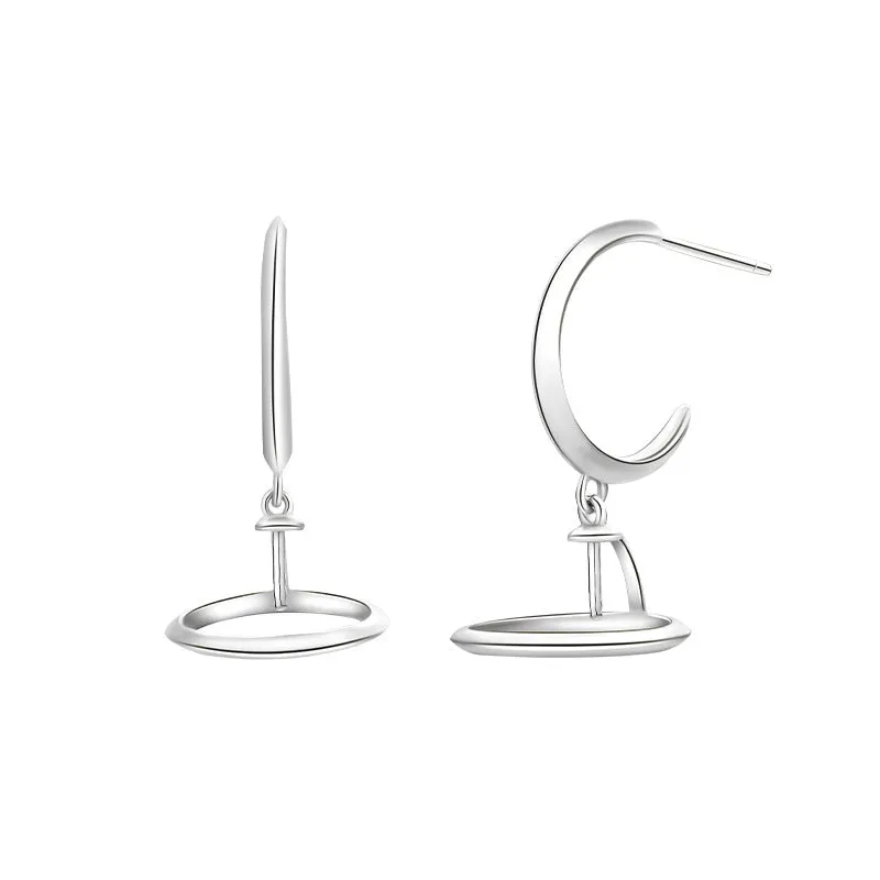 Rhodium Plated Pearl Earring Setting-Universe Collection