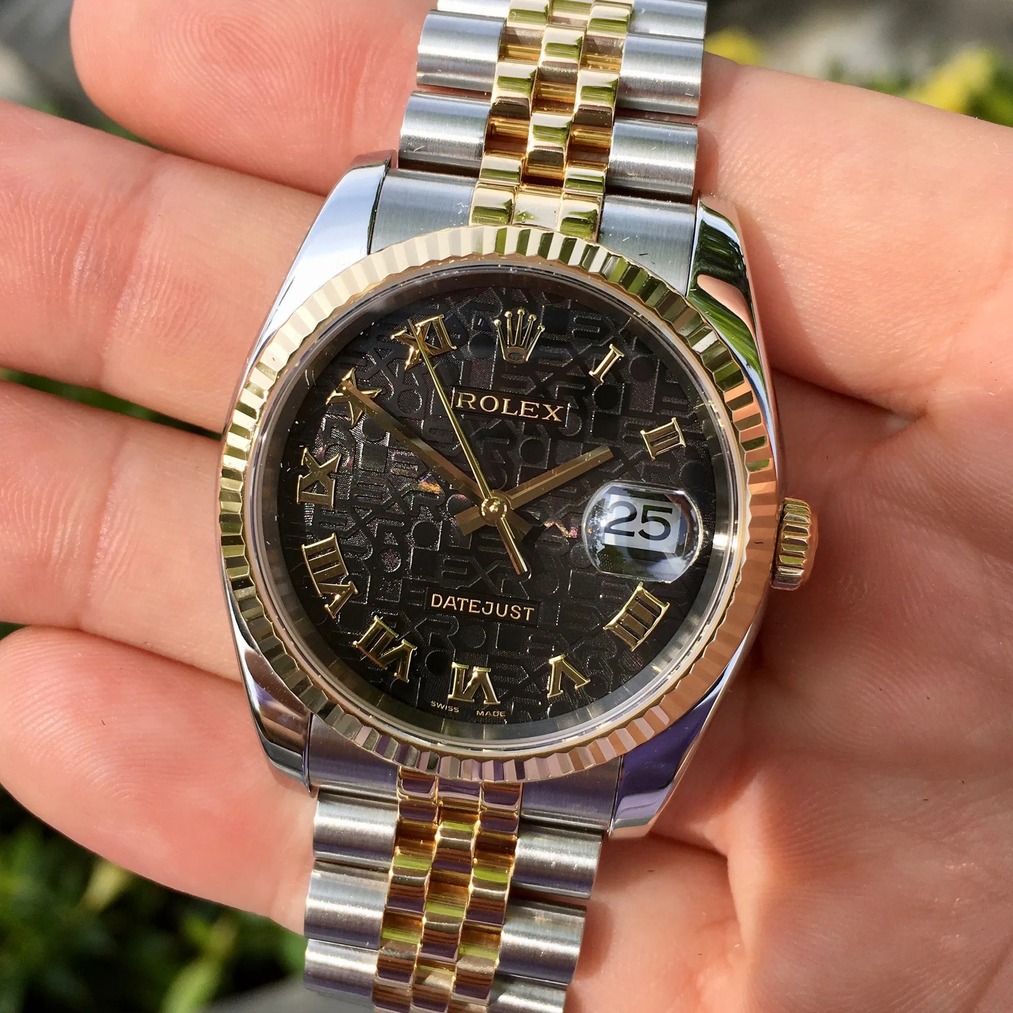 Rolex Datejust 116233 Black 50th Anniversary Jubilee Cal. 3135 Two Tone Steel 18K Wristwatch Circa 2005