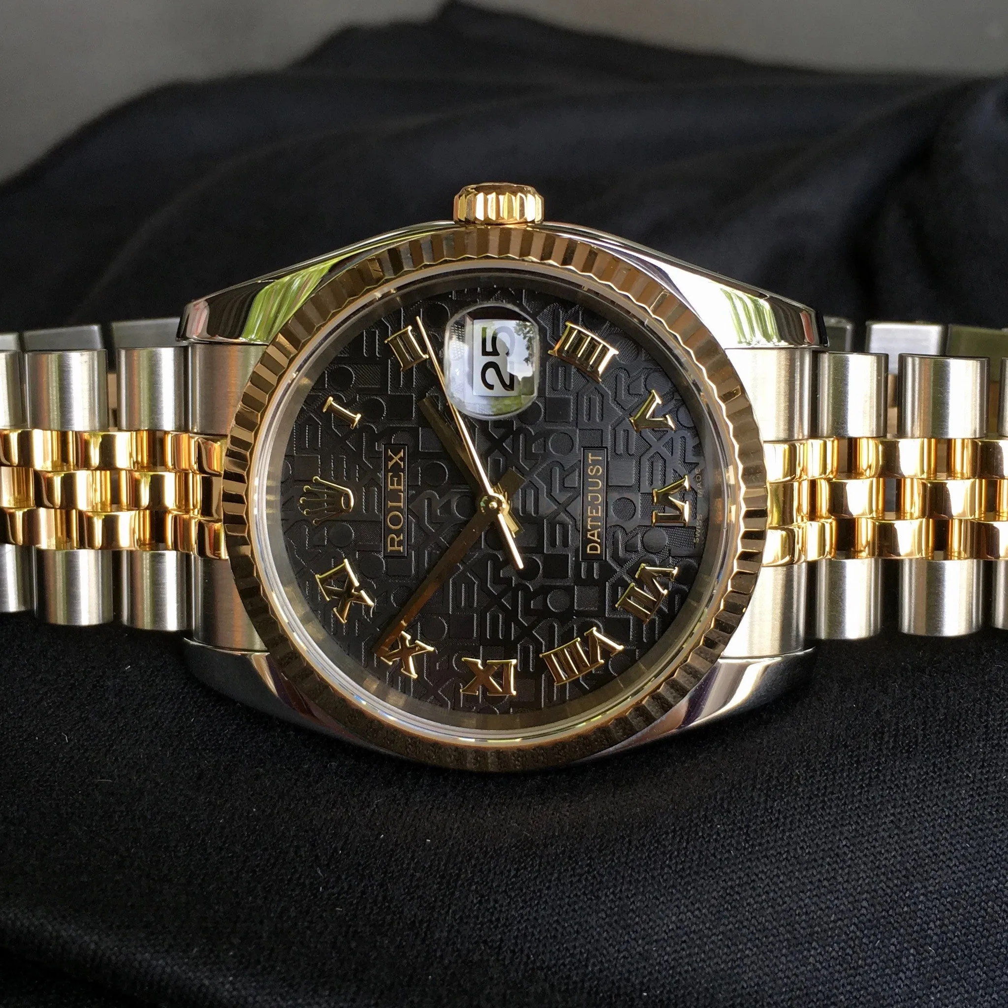 Rolex Datejust 116233 Black 50th Anniversary Jubilee Cal. 3135 Two Tone Steel 18K Wristwatch Circa 2005