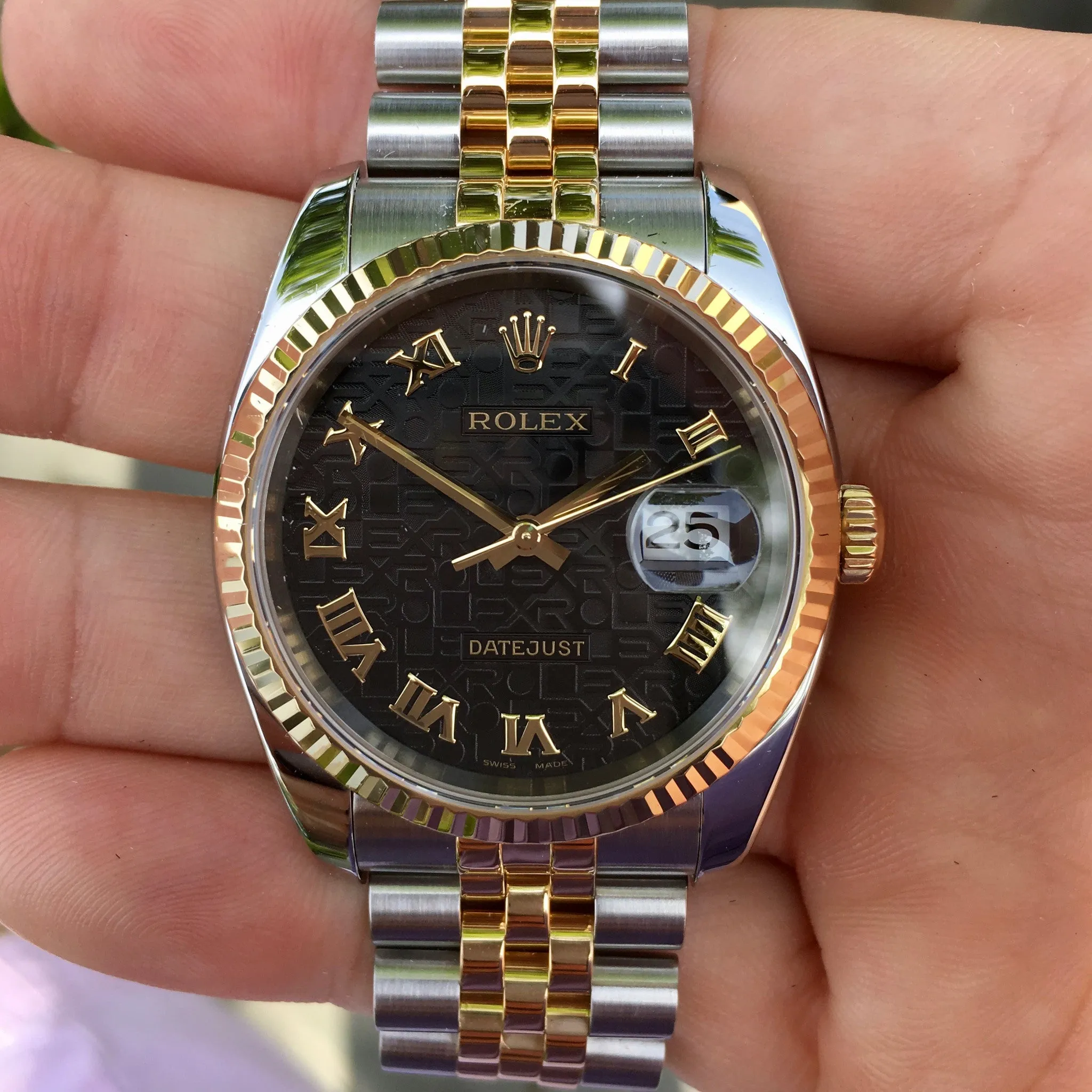 Rolex Datejust 116233 Black 50th Anniversary Jubilee Cal. 3135 Two Tone Steel 18K Wristwatch Circa 2005