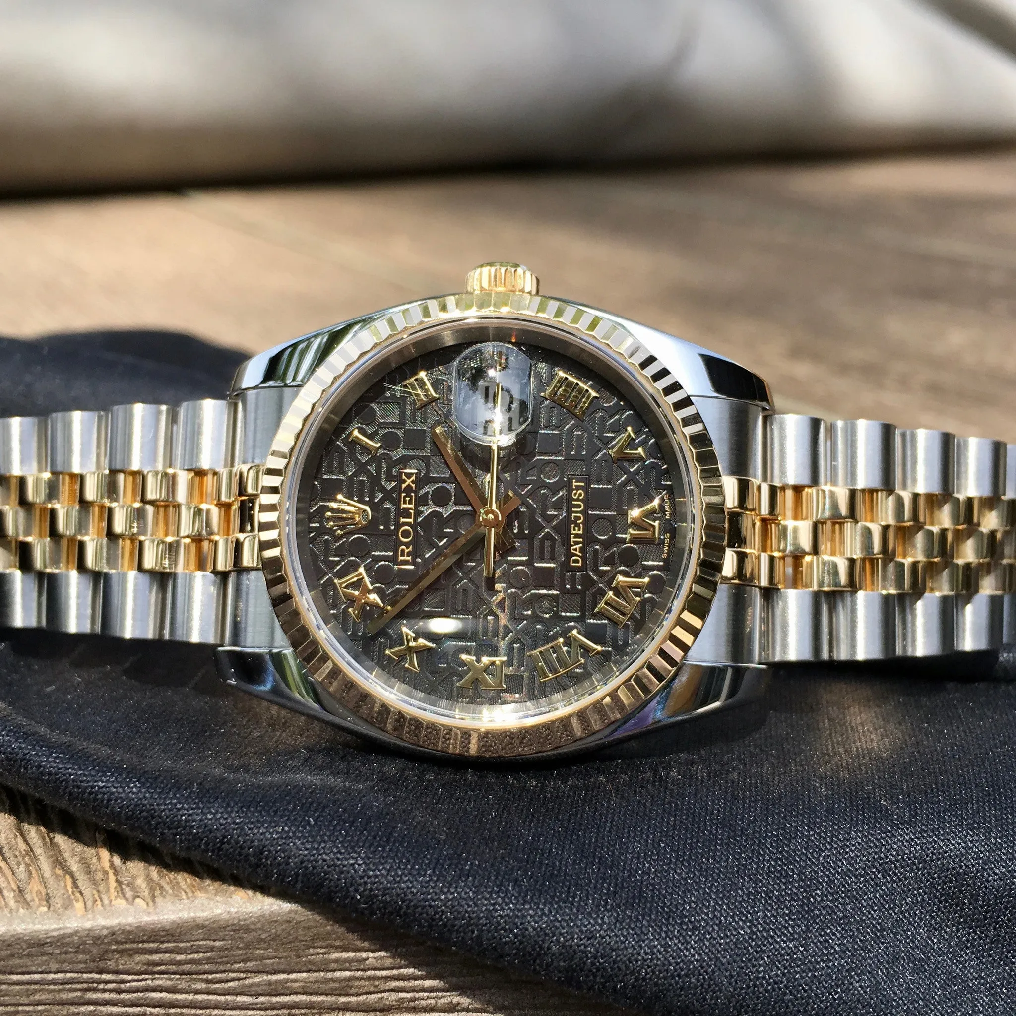 Rolex Datejust 116233 Black 50th Anniversary Jubilee Cal. 3135 Two Tone Steel 18K Wristwatch Circa 2005