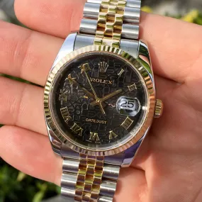 Rolex Datejust 116233 Black 50th Anniversary Jubilee Cal. 3135 Two Tone Steel 18K Wristwatch Circa 2005