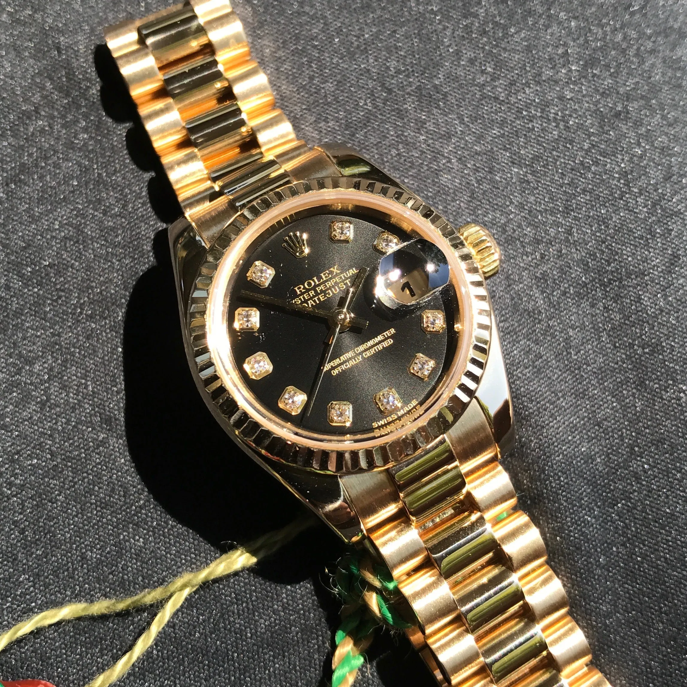 Rolex Datejust 179178 Ladies President Black Diamond Automatic 26mm Wristwatch Box & Papers