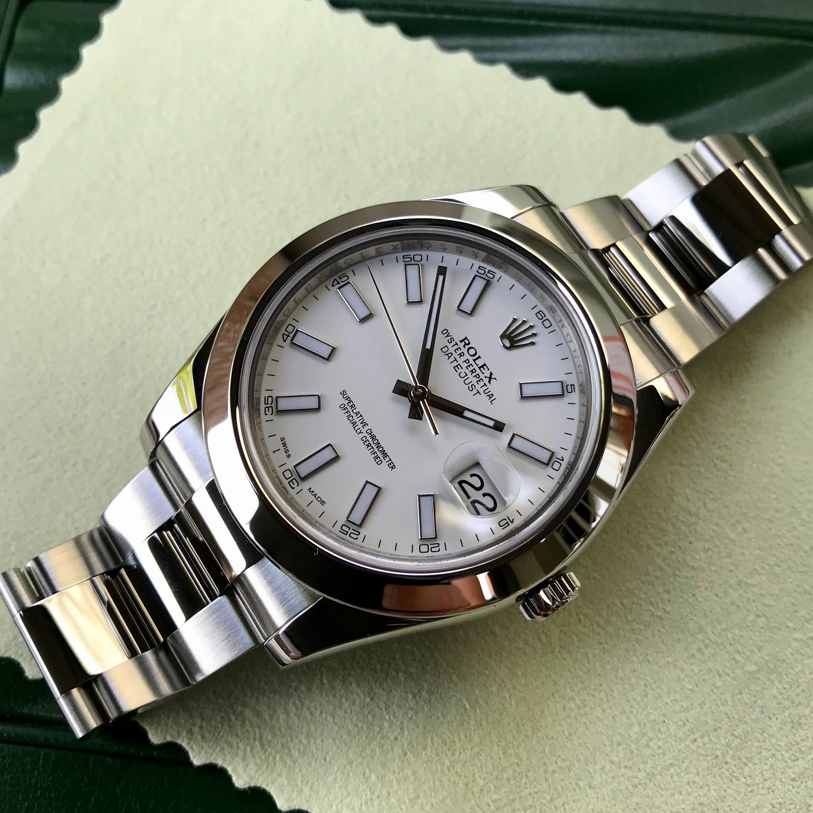 Rolex Datejust II 116300 White Stick 41mm Oyster Automatic Wristwatch Box Papers