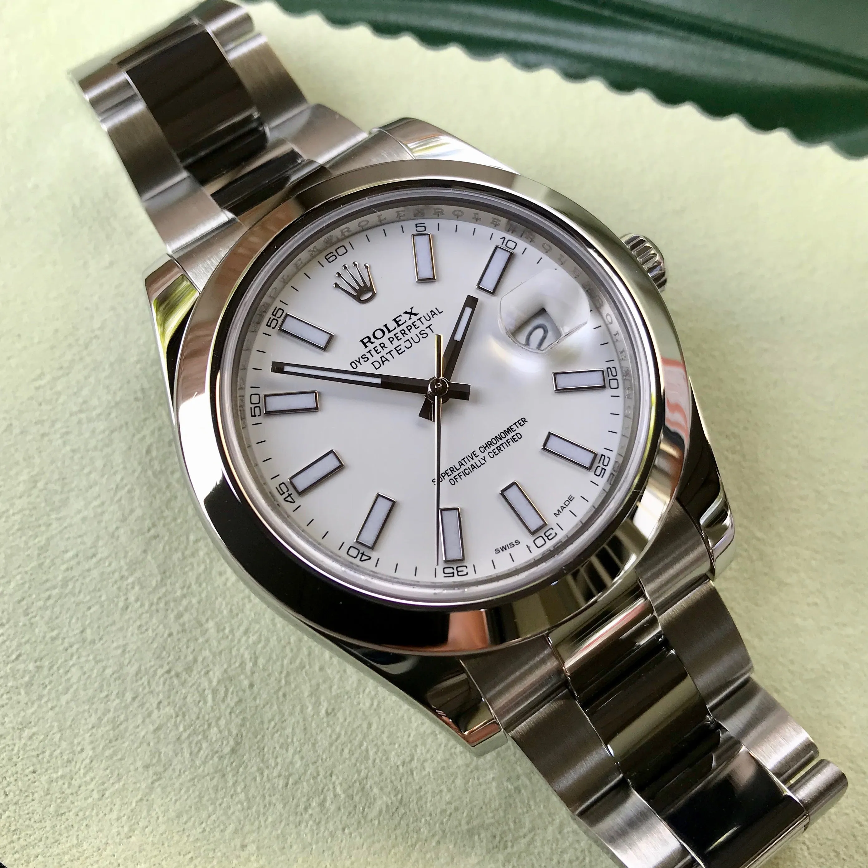 Rolex Datejust II 116300 White Stick 41mm Oyster Automatic Wristwatch Box Papers