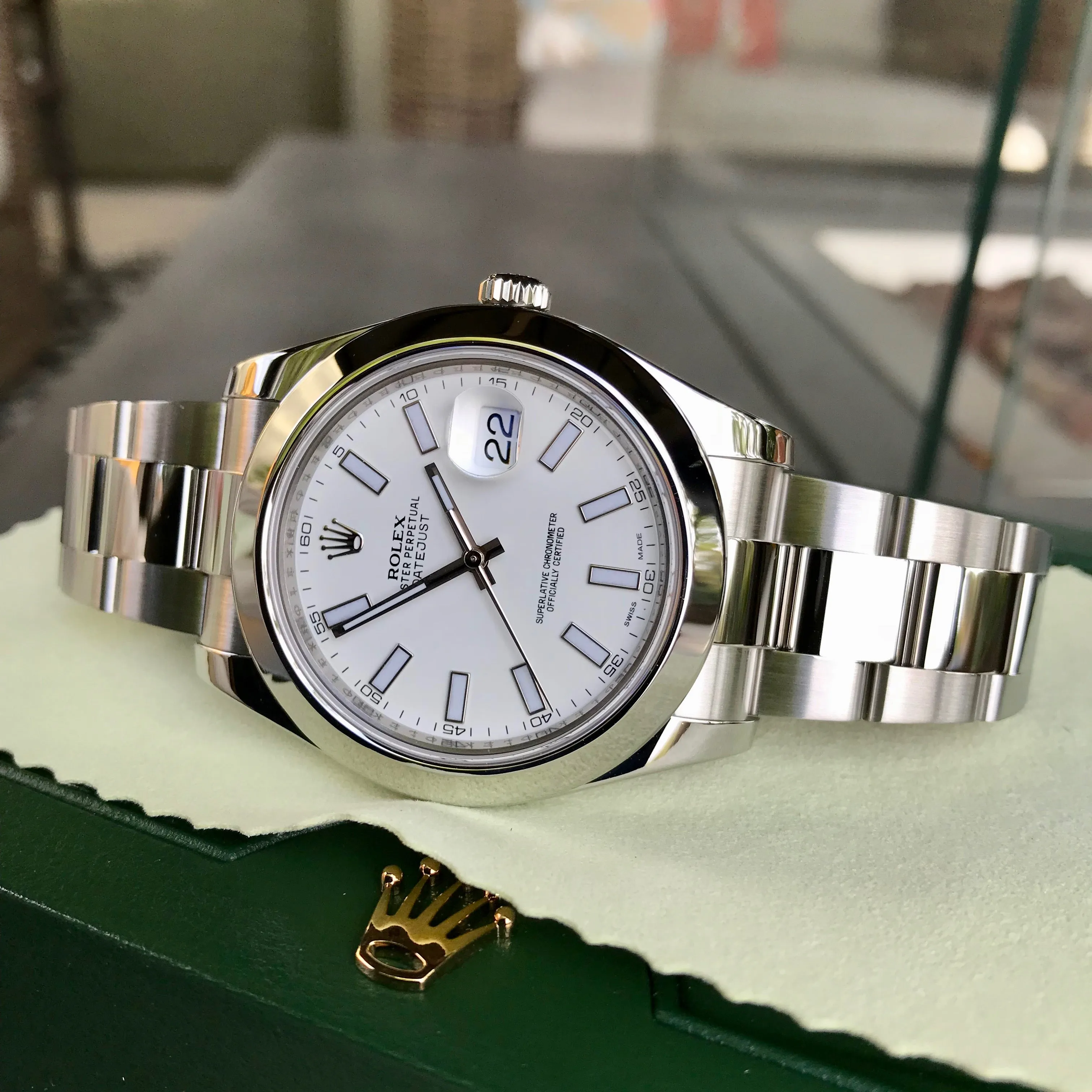 Rolex Datejust II 116300 White Stick 41mm Oyster Automatic Wristwatch Box Papers