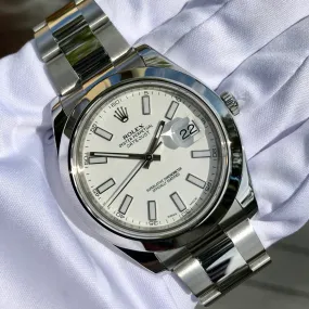 Rolex Datejust II 116300 White Stick 41mm Oyster Automatic Wristwatch Box Papers