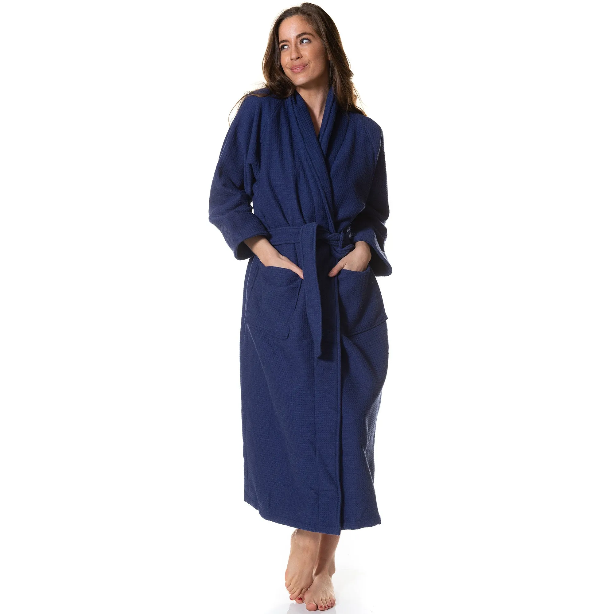 Royal comfort 100% cotton bathrobe waffle unisex ultra soft absorbent durable