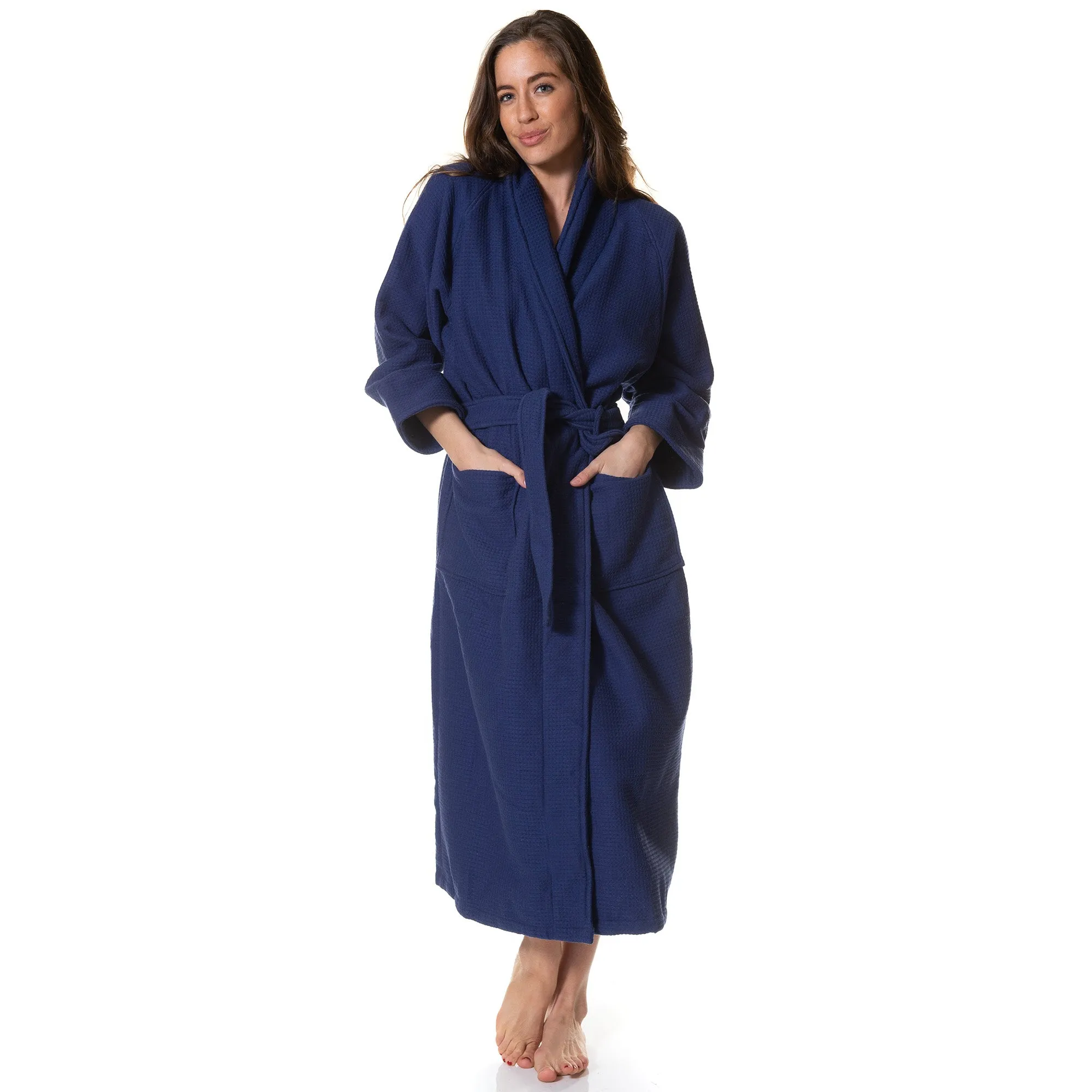 Royal comfort 100% cotton bathrobe waffle unisex ultra soft absorbent durable