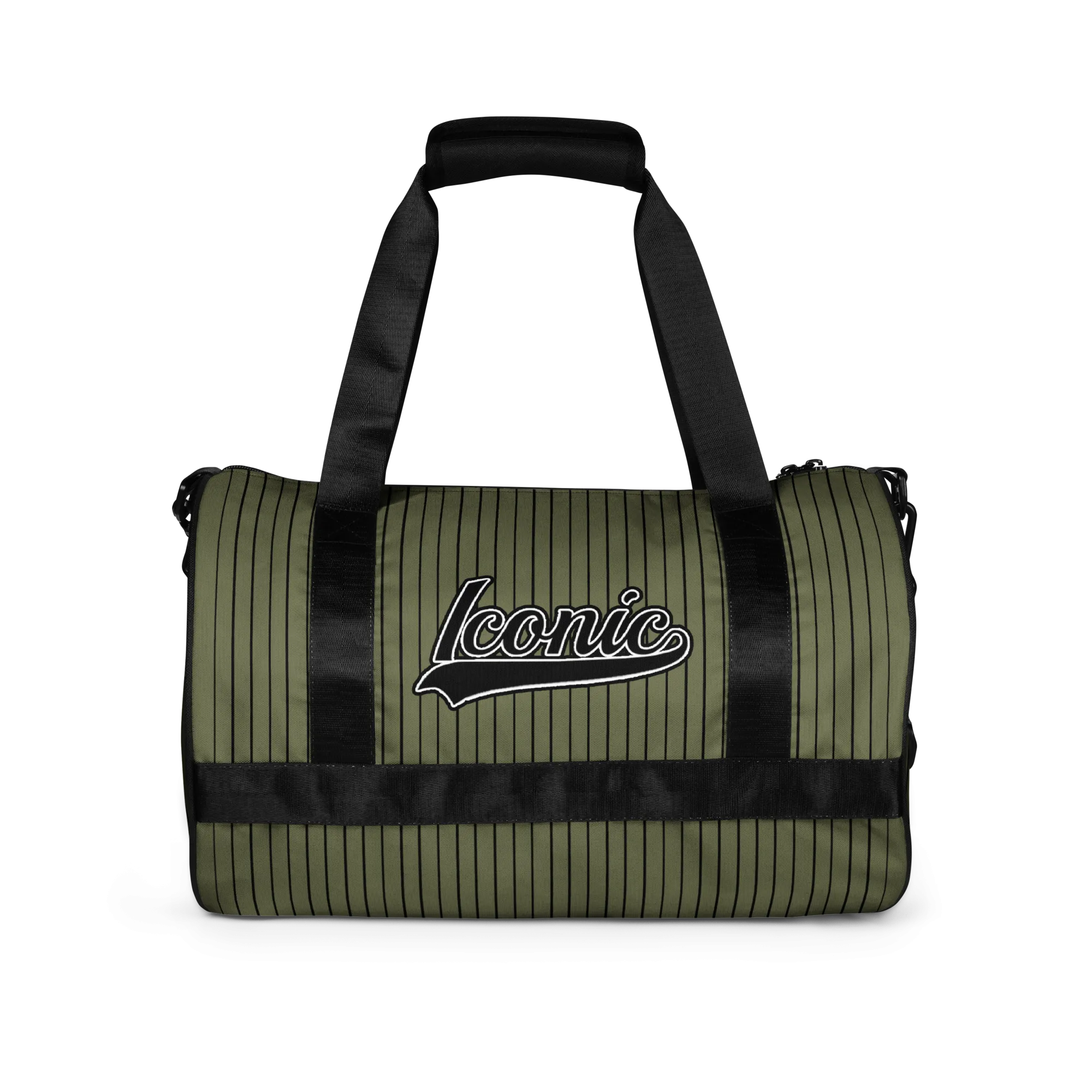 ROYAL Team Iconic. Athletix Mini Duffle Gym Bag Pinstripe Martini Olive and Blk
