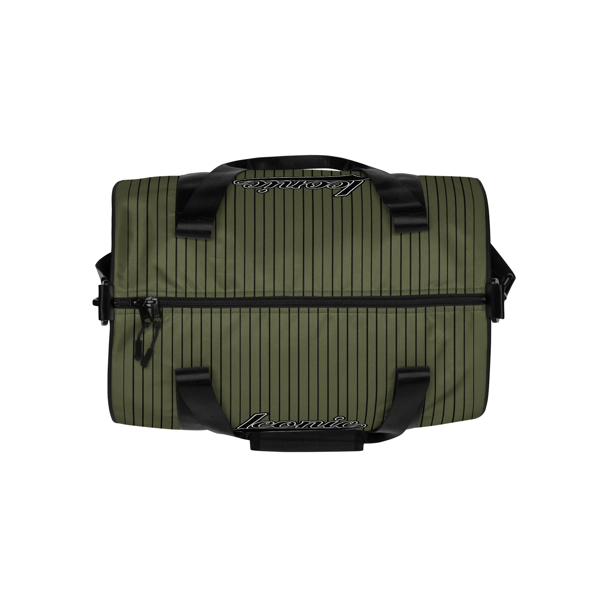 ROYAL Team Iconic. Athletix Mini Duffle Gym Bag Pinstripe Martini Olive and Blk