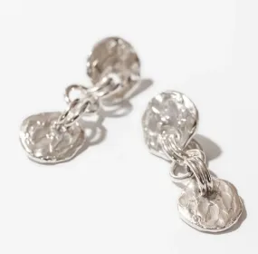 RS No 43 Textured Double Disc Earring Silver