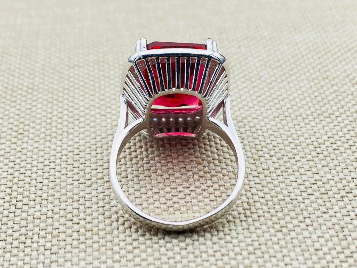 Ruby Stone Ladies Silver Ring