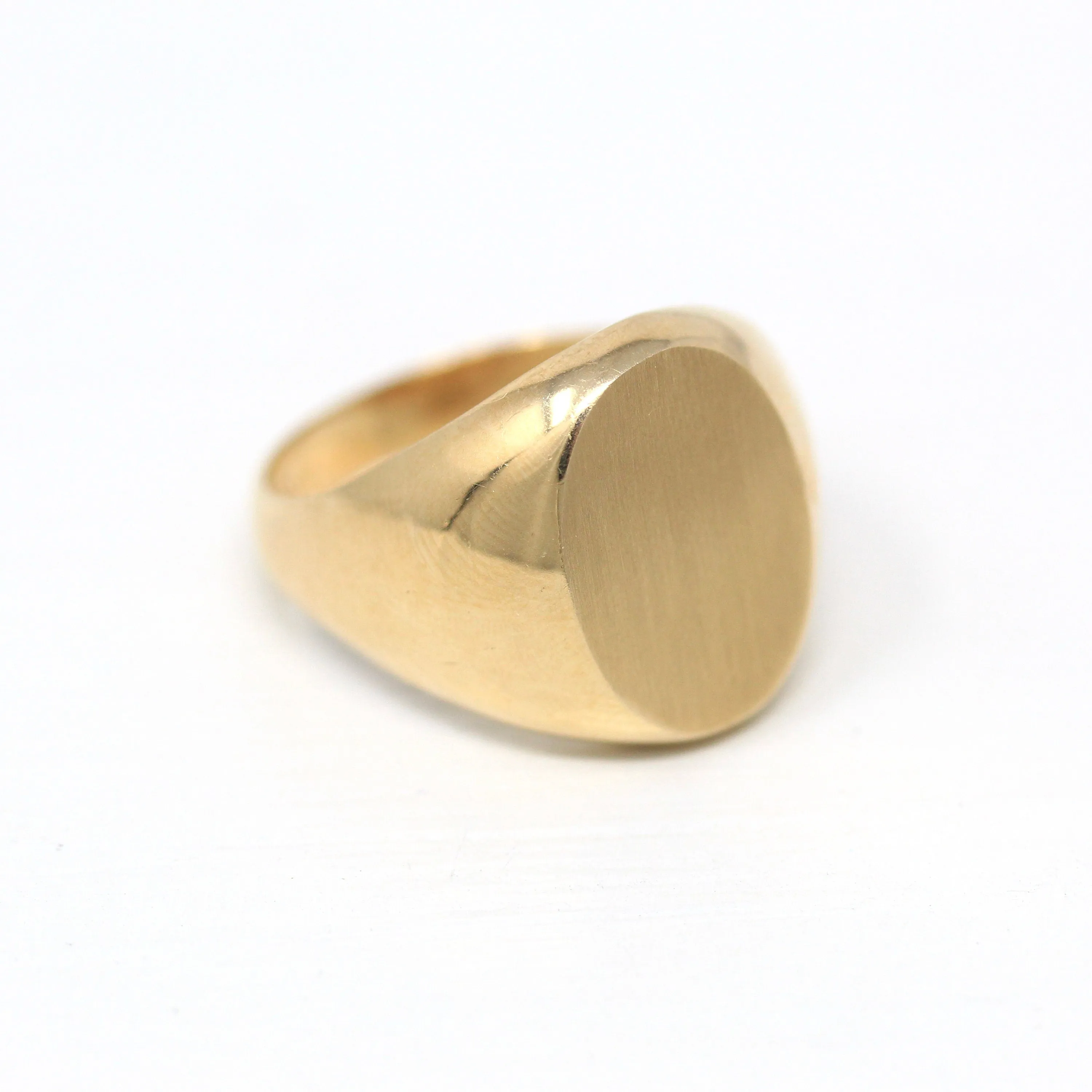 Sale - Blank Signet Ring - Retro 14k Yellow Gold Personalize Engrave Letters Initial - Vintage Circa 1970s Era Size 10 New Old Stock Jewelry