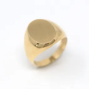 Sale - Blank Signet Ring - Retro 14k Yellow Gold Personalize Engrave Letters Initial - Vintage Circa 1970s Era Size 10 New Old Stock Jewelry