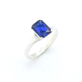 Sapphire Solitaire Ring - Blue Diamond Ring - Vintage Solitaire Ring